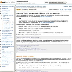 Scanning Tables Using the AWS SDK for Java Low-Level API for Amazon DynamoDB