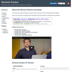Schema Creator for 'Review' schema.org microdata