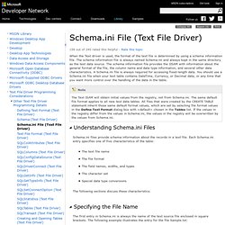 Schema.ini File (Text File Driver)