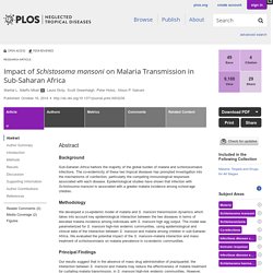 PLOS 16/10/14 Impact of Schistosoma mansoni on Malaria Transmission in Sub-Saharan Africa