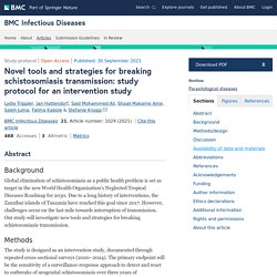 BMC INFECTIOUS DISEASES 30/09/21 Novel tools and strategies for breaking schistosomiasis transmission: study protocol for an intervention study