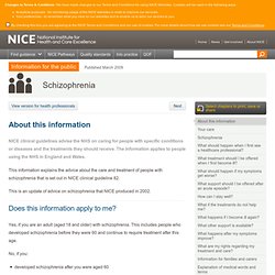 Schizophrenia About this information IFP82