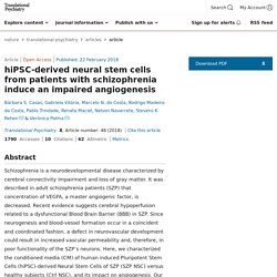 hiPSC-derived neural stem cells from patients with schizophrenia induce an impaired angiogenesis