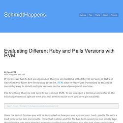 Evaluating Different Ruby and Rails Versions with RVM