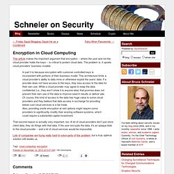 on Security: Encryption in Cloud Computing