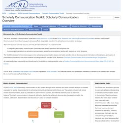 Scholarly Communication Overview - Scholarly Communication Toolkit - LibGuides at ACRL
