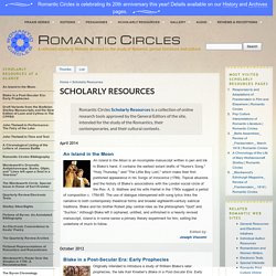 Scholarly Resources - Romantic Circles