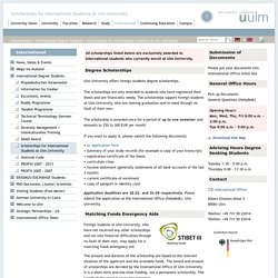 Scholarships for International Students at Ulm University - Ulm University