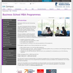 MBA Scholarships - Nottingham University Business School