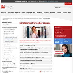 Scholarships from other sources - UWE Bristol: Fees and funding