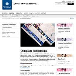 Grants and scholarships - Research, University of Gothenburg, Sweden