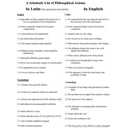 A Scholastic List of Philosophical Axioms