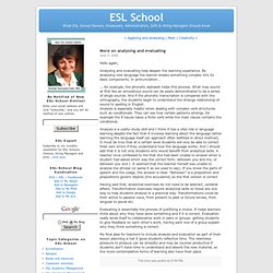ESL School: More on analysing and evaluating