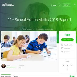 11 Plus Maths 2018 Paper 1