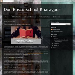 Don Bosco School Kharagpur: List of Great Novels for the High School Students