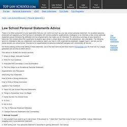 Law School Personal Statements Advice