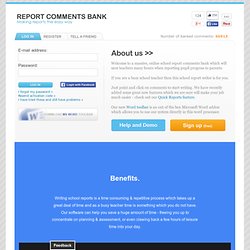 School Report Comment Bank
