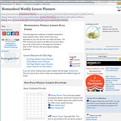 Donna Young's Home School Weekly Lesson Planners