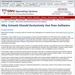 Pourquoi les écoles doivent utiliser exclusivement du logiciel libre - Projet GNU - Free Software Foundation (FSF)