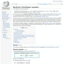 Nonlinear Schrödinger equation