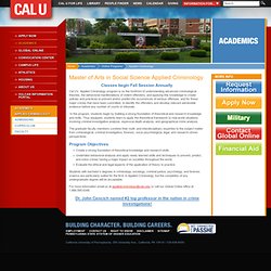 Master of Arts in Social Science (Applied Criminology) : CAL U - California University of Pennsylvania