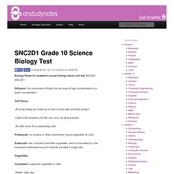 SNC2D1 Grade 10 Science Biology Test