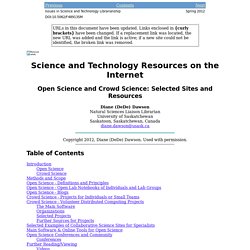 Open Science and Crowd Science: Selected Sites and Resources