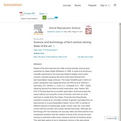 Animal Reproduction Science xxx (2006) xxx–xxx Science and technology of farm animal cloning: State of the art