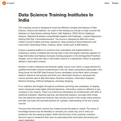 Data Science Training Institutes In India