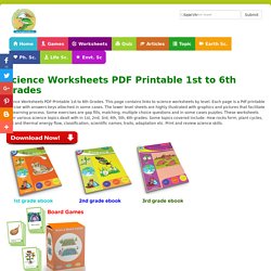 Science Worksheets PDF Printable 1st to 6th Grades