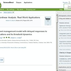 Nonlinear Analysis: Real World Applications - An integrated pest management model with delayed responses to pesticide applications and its threshold dynamics