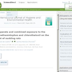 Effects of separate and combined exposure to the pesticides methamidophos and chlorothalonil on the development of suckling rats 10.1016/j.ijheh.2006.09.003 : International Journal of Hygiene and Environmental Health