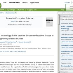 Procedia Computer Science - Deciding which technology is the best for distance education: Issues in media/technology comparisons studies