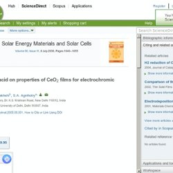Solar Energy Materials and Solar Cells - Effect of citric acid on properties of CeO2 films for electrochromic windows