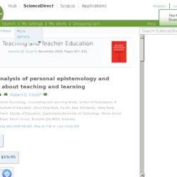 Teaching and Teacher Education - Relational analysis of personal epistemology and conceptions about teaching and learning