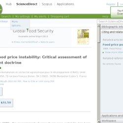 Global Food Security - Managing food price instability: Critical assessment of the dominant doctrine