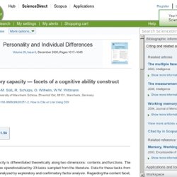 Personality and Individual Differences - Working memory capacity — facets of a cognitive ability construct