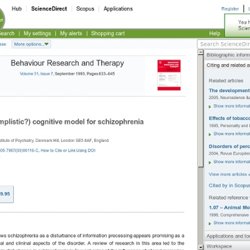 Behaviour Research and Therapy - A simple (or simplistic?) cognitive model for schizophrenia