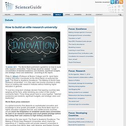 scienceguide: How to build an elite research university