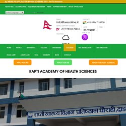 Rapti Academy of Health Sciences - Common Entrance Examination, Nepal - commonentranceexamnepal.com