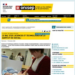 Le bac ST2S (sciences et technologies de la santé et du social) - Onisep
