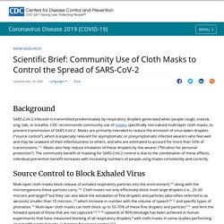 CDC- 10.11 Community Use of Cloth Masks to Control the Spread of SARS-CoV-2