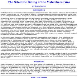 The Scientific Dating of the Mahabharat War