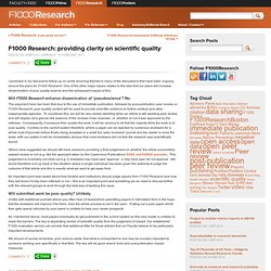 F1000 Research: providing clarity on scientific quality