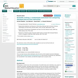 Scientific writing: a randomized controlled trial comparing standard and on-line instruction.