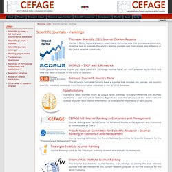 Scientific journals - rankings / Links / Welcome - CEFAGE