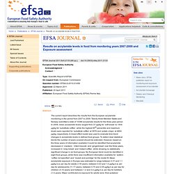 Scientific Report of EFSA: Monitoring of acrylamide levels in food
