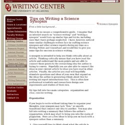 Scientific Synopsis - Writing Center - The University of Oklahoma