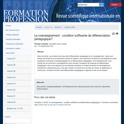 Formation et profession : revue scientifique internationale en éducation Article Live