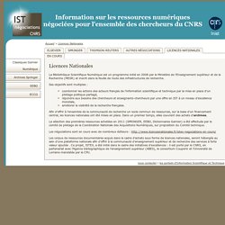 Information Scientifique et Technique - négociations nationales pour le CNRS - Licences Nationales
